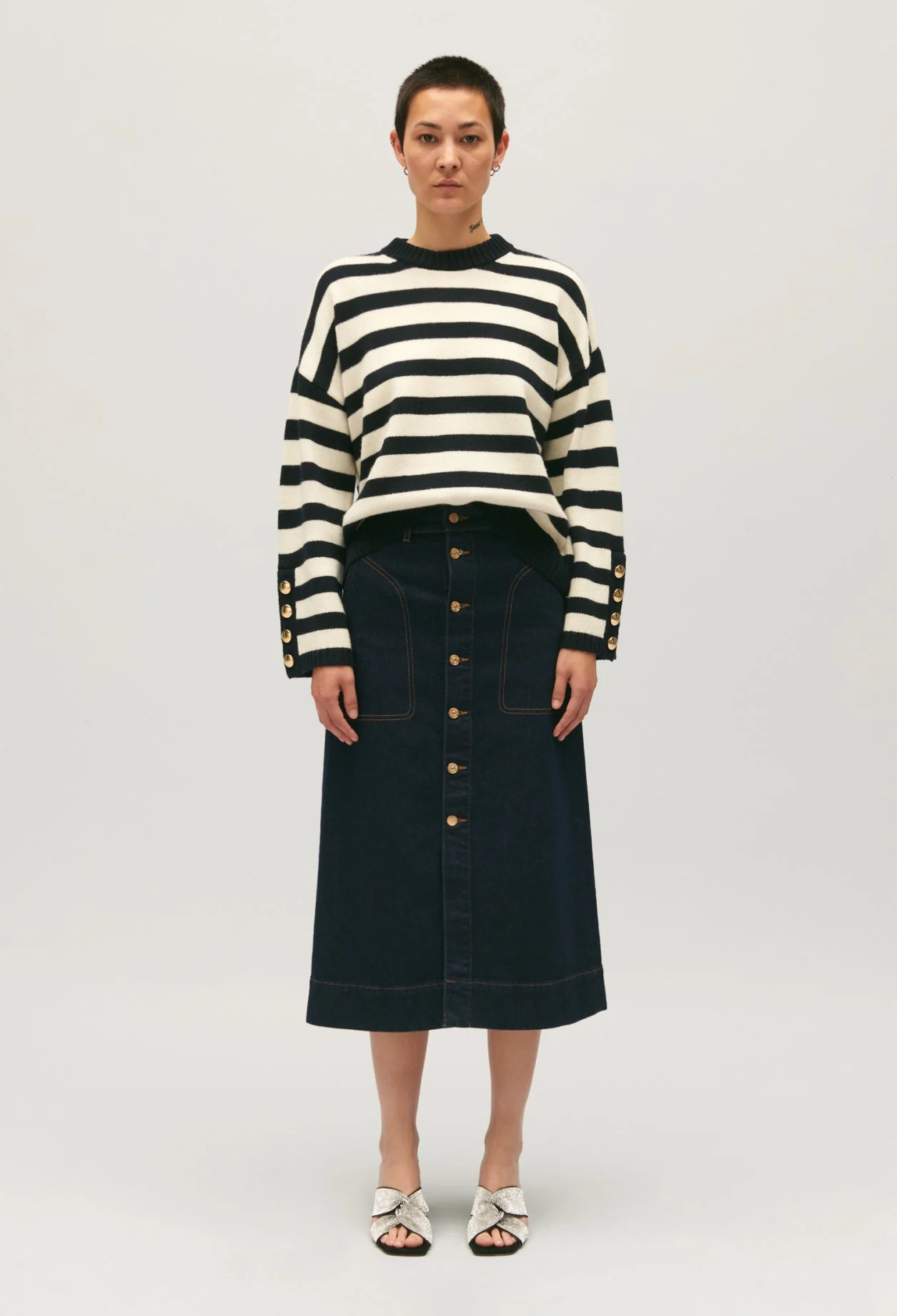 Jersey holgado de rayas de dos colores