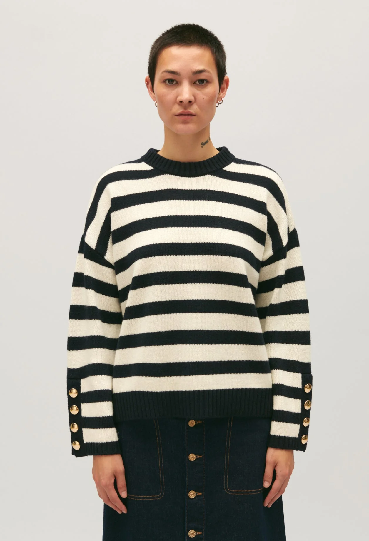 Jersey holgado de rayas de dos colores - Imagen 4