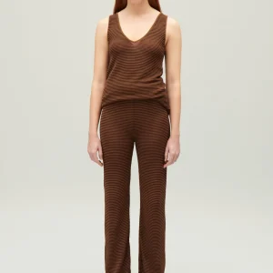 Camiseta de tirantes con rayas en marrón