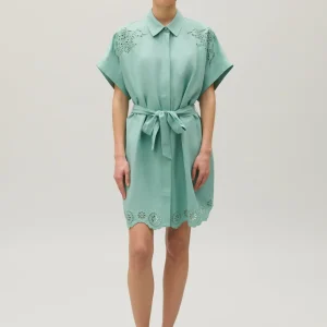 Vestido camisero corto bordados ingleses