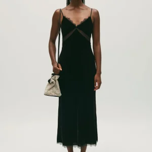 Vestido midi de terciopelo negro