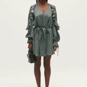 Vestido fluido estampado evasé