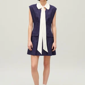 Vestido corto cuadros índigo