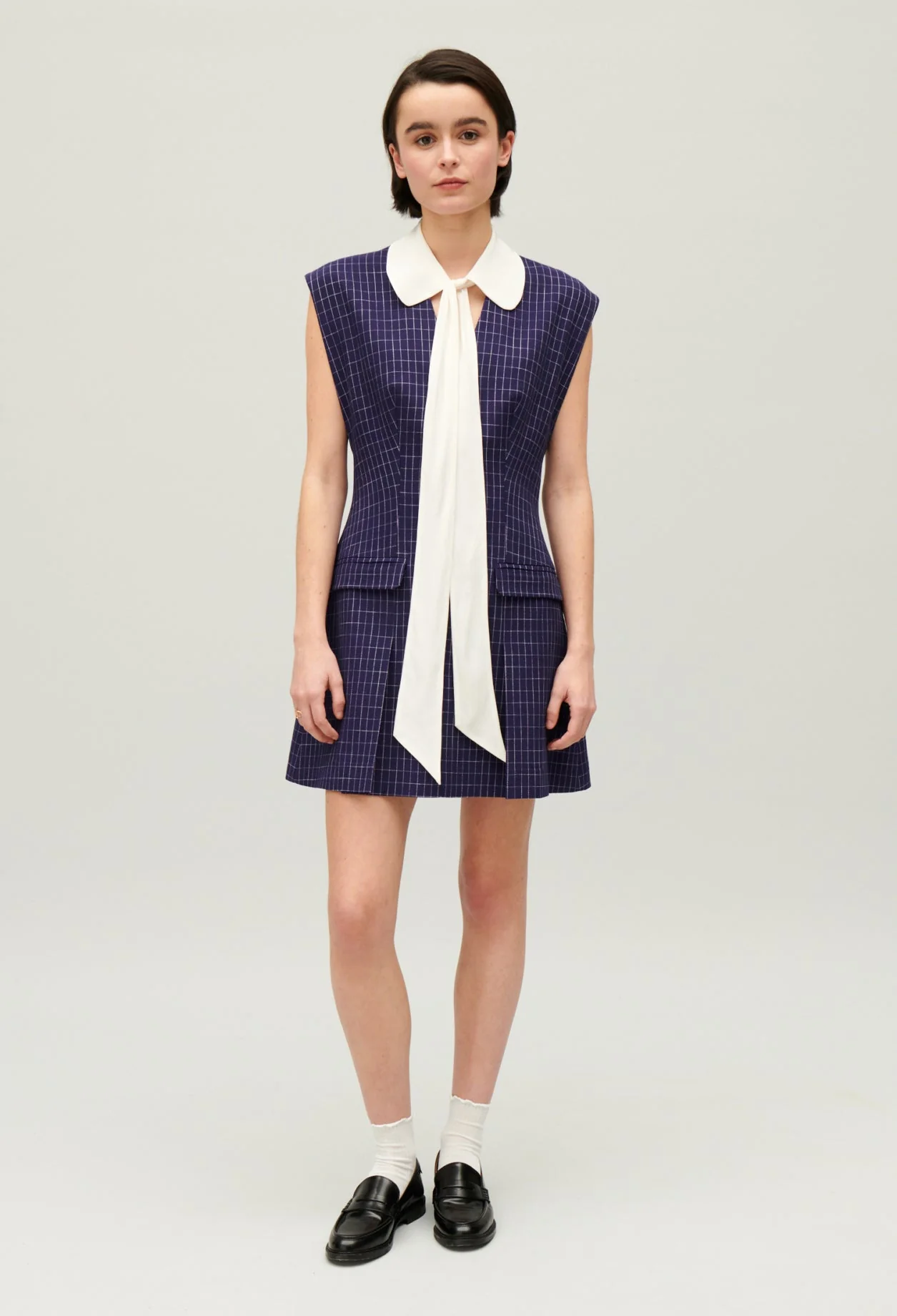 Vestido corto cuadros índigo