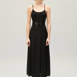 Vestido midi con espalda cruzada negro