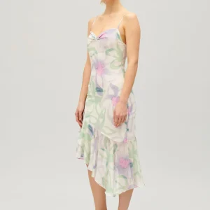 Vestido midi estampado de seda