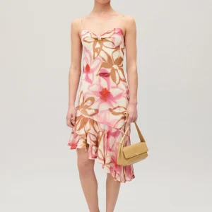 Vestido midi estampado de seda