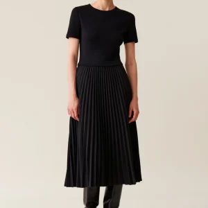 Vestido twist de dos materiales