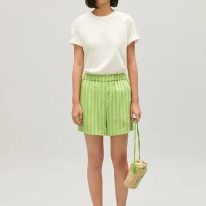 Shorts sueltos rayas matcha