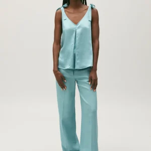 Top satinado verde agua