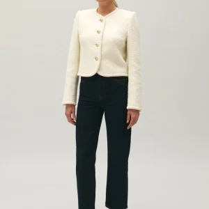 Chaqueta corta de tweed marfil