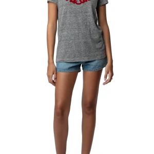 Camiseta Walk Peace&Love Gris Jaspeado