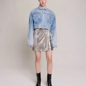 Chaqueta denim cadenas de pedrería