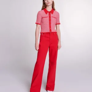 Polo corto con motivos de espiga