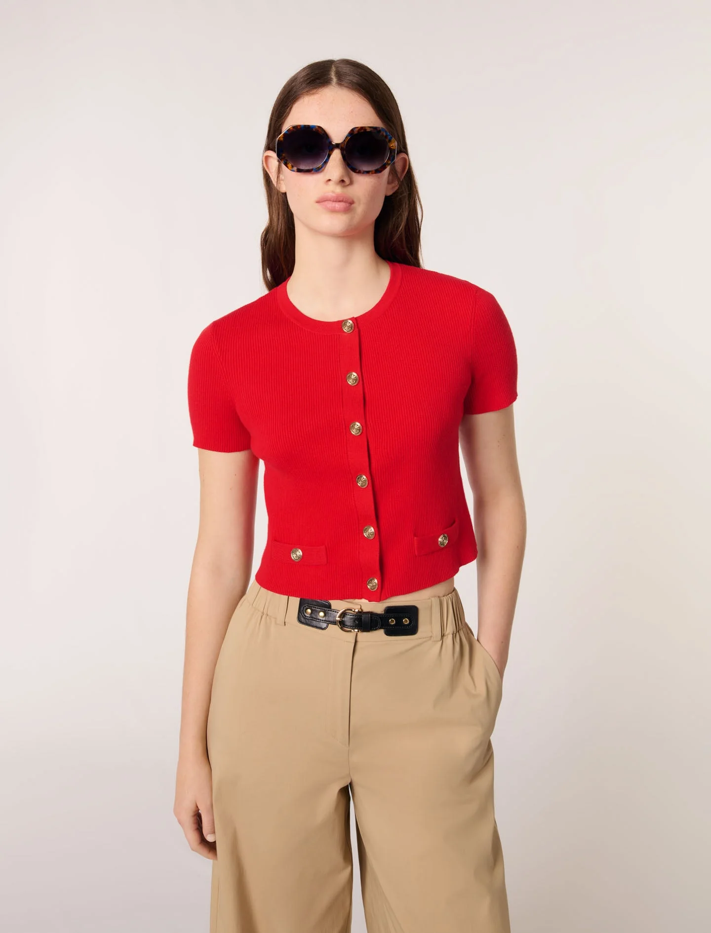 Cárdigan corto con botones dorados - Imagen 5