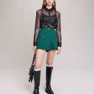 Camisa corta con lentejuelas