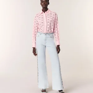 Camisa con bordados y pedrería