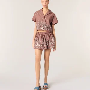 Camisa corta estampada con strass