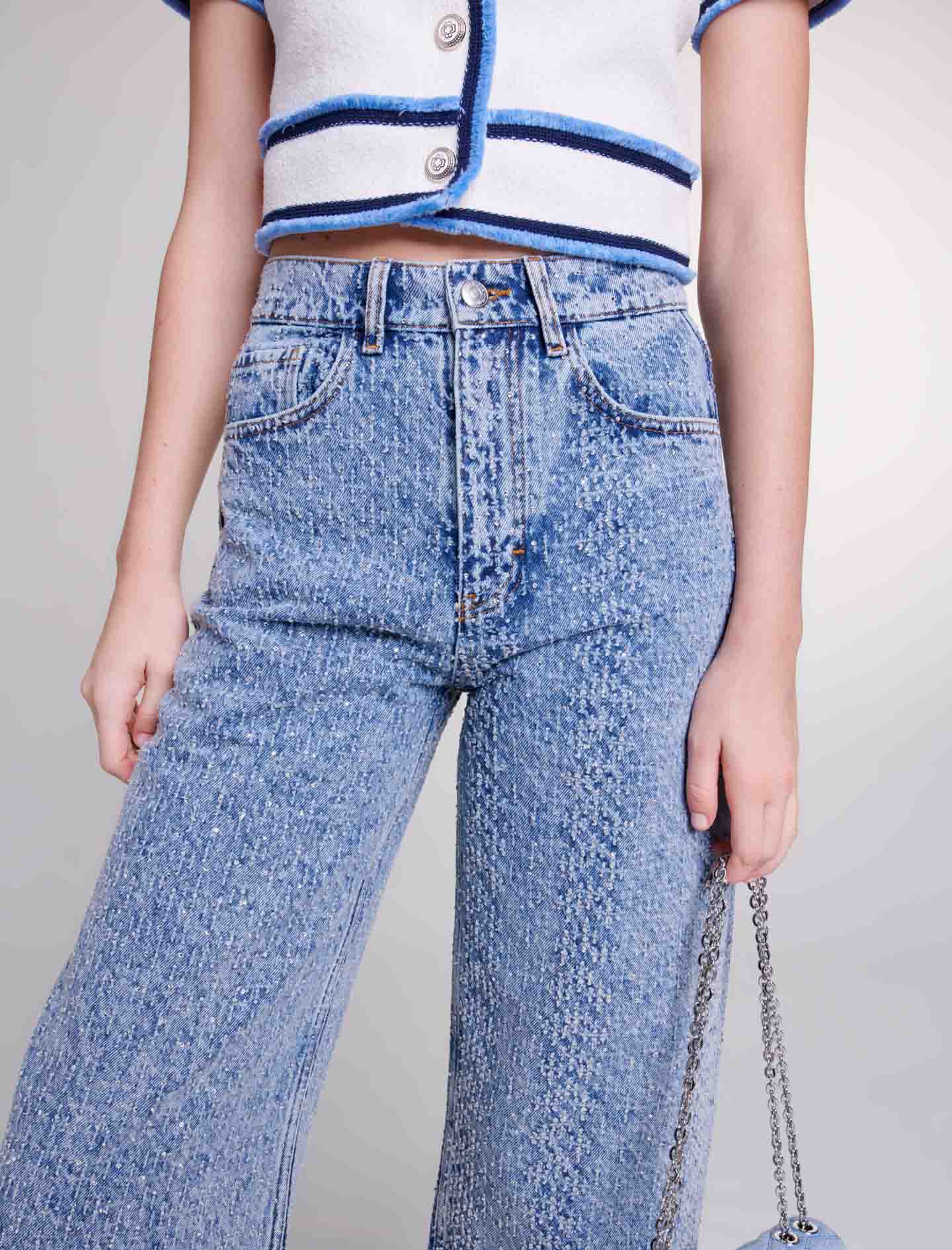 Vaquero ancho con brillantes - Imagen 3