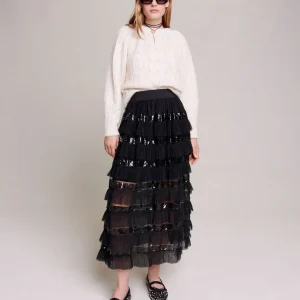 Falda larga con volantes