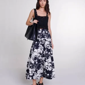 Falda larga con estampado floral