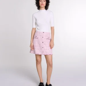 Falda de tweed con cinturón