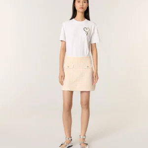 Falda corta de punto efecto tweed