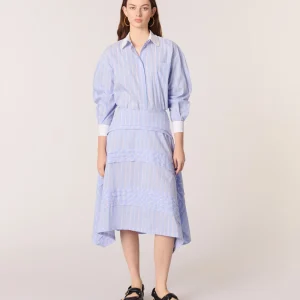 Falda larga de algodón a rayas