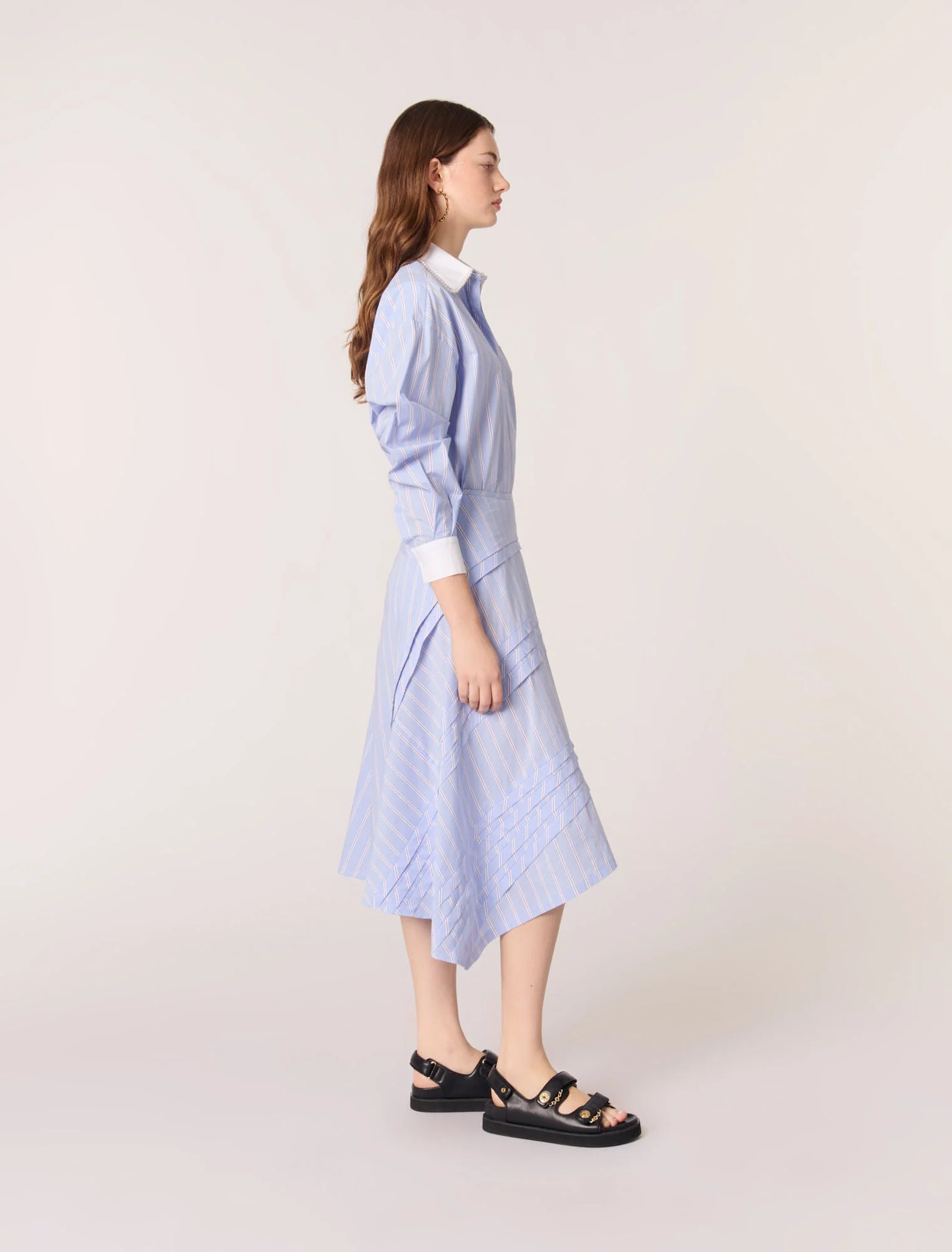 Falda larga de algodón a rayas - Imagen 3