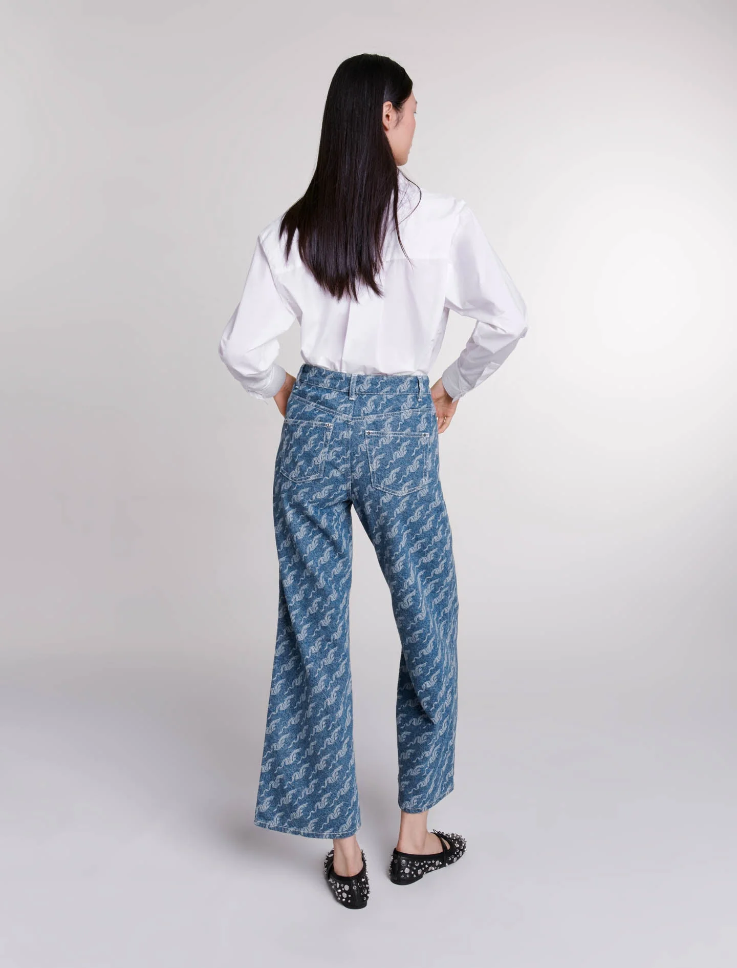 Vaquero ancho con motivos - Imagen 4