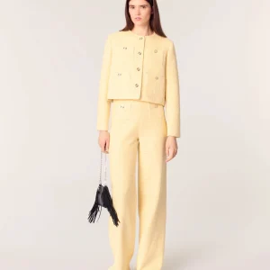 Pantalón recto de tweed y lúrex