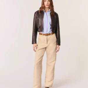 Pantalón de traje de lino y algodón