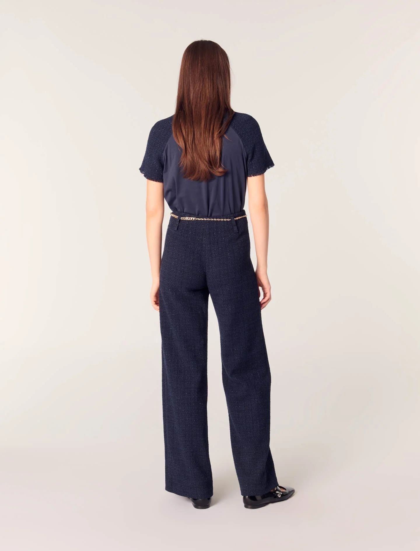 Pantalón tweed con cinturón cadena - Imagen 4