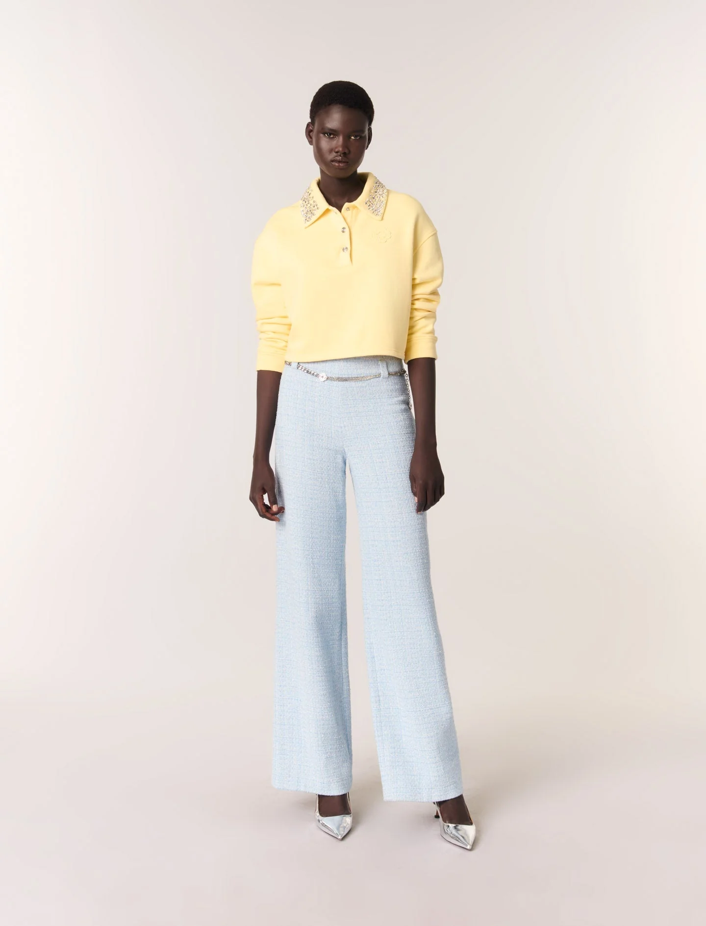 Pantalón de tweed con cinturón