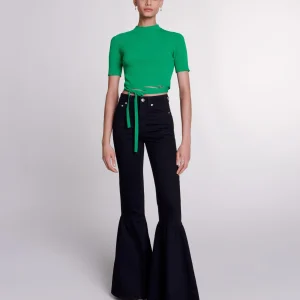 Top corto de punto con cordones