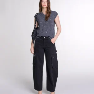 Jersey sin mangas con lentejuelas