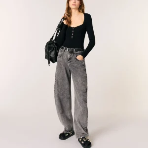 Jersey de punto de canalé con escote