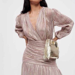 Vestido plisado de fibras metalizadas