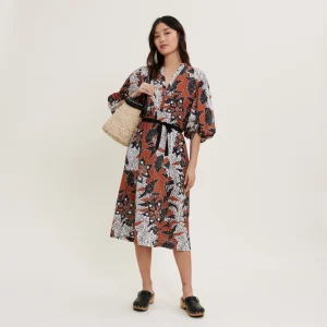 Vestido de gasa de algodón estampado