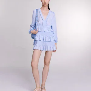 Vestido azul de volantes