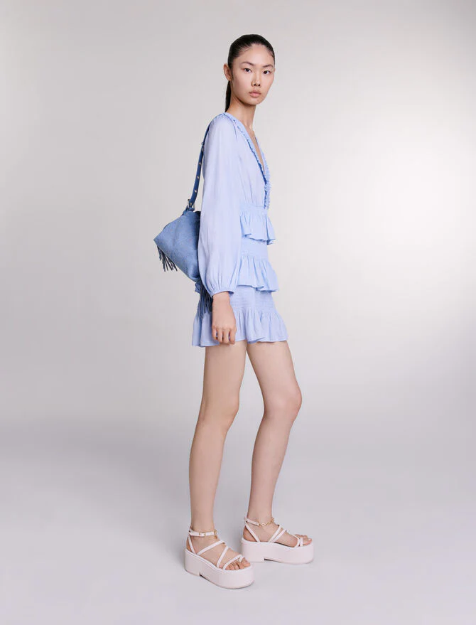 Vestido azul de volantes - Imagen 4