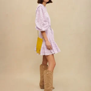 Vestido corto de algodón bordado