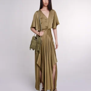 Vestido largo de satén calado