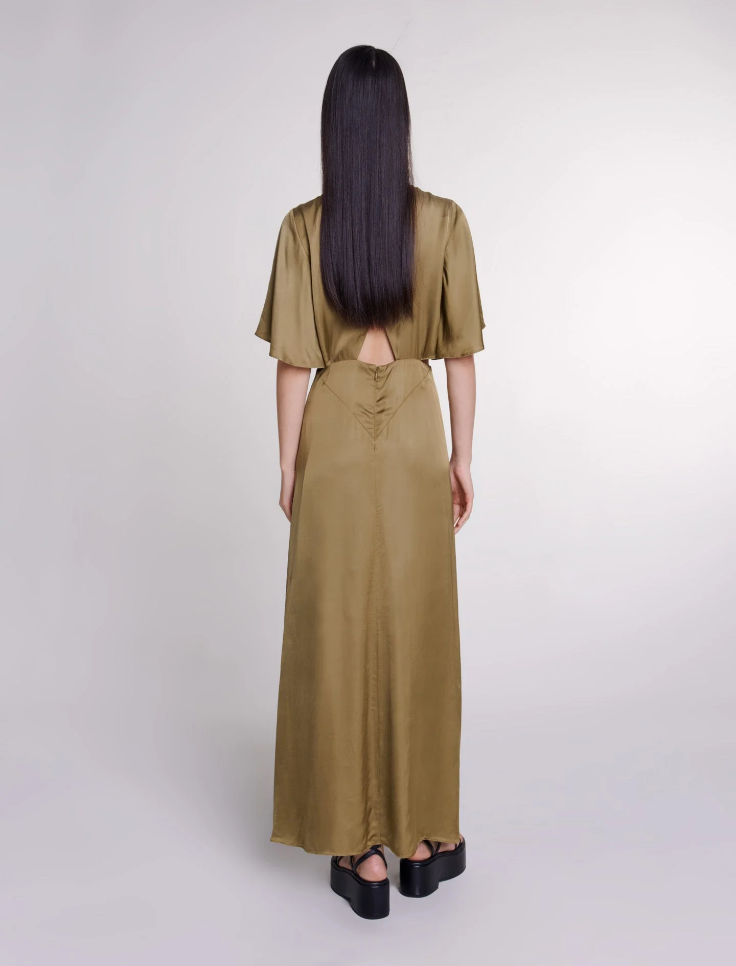 Vestido largo de satén calado - Imagen 4