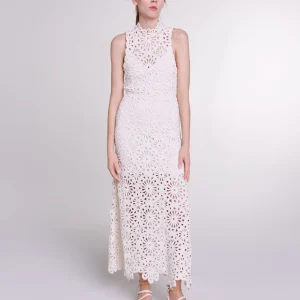 Vestido largo de ganchillo perlas