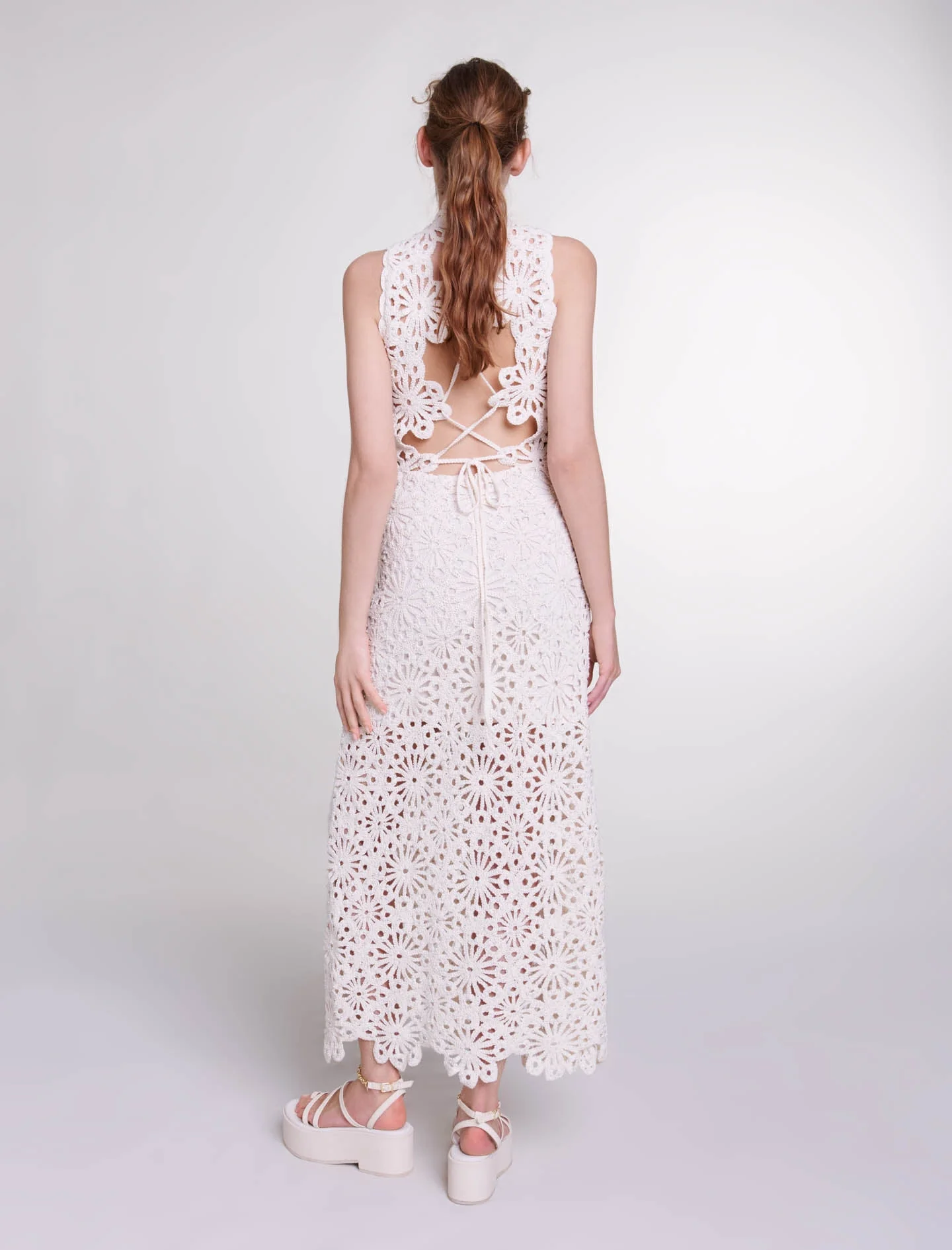 Vestido largo de ganchillo perlas - Imagen 4