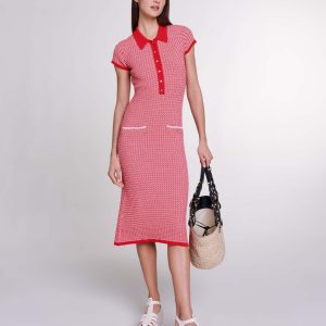 Vestido largo de punto de espiga