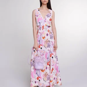 Vestido largo calado de seda