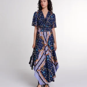 Vestido largo satinado estampado