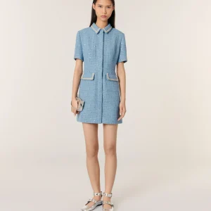 Vestido corto de tweed con lentejuelas